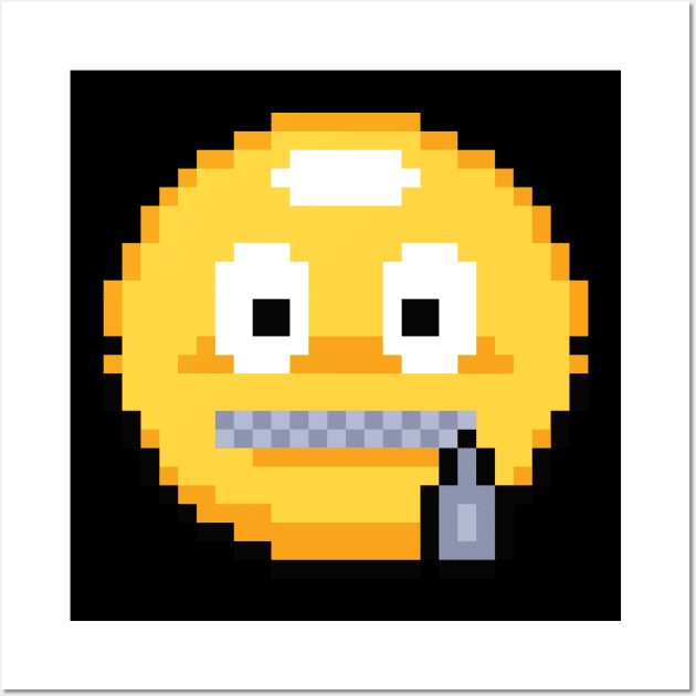 Zipped Lips Pixel Emoji Wall Art by Sprout Zombie